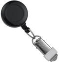 Round Badge Reel With Card Clamp And Slide Clip (Colors: Black)