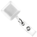 Square Badge Reel With Strap And Slide Clip (Colors: White)