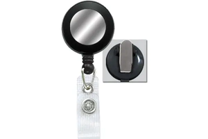 Badge Reel with Silver Sticker, Reinforced Vinyl Strap & Spring Clip 