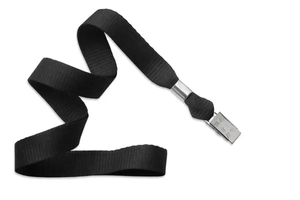 5/8" (16 mm)  Lanyard with Nickel-Plated Steel Bulldog Clip