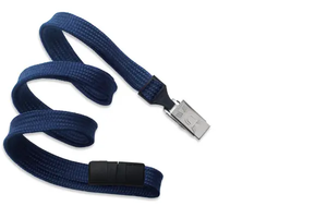 3/8" (10 mm)  Breakaway Lanyard with Nickel-Plated Steel Bulldog Clip