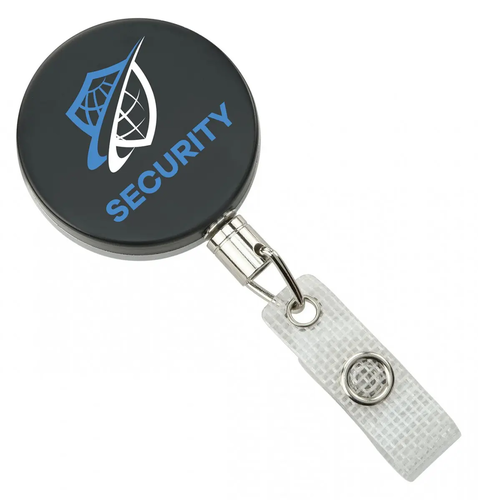 Black /Chrome Heavy-Duty badge Reel with Link Chain Reinforced Vinyl Strap 