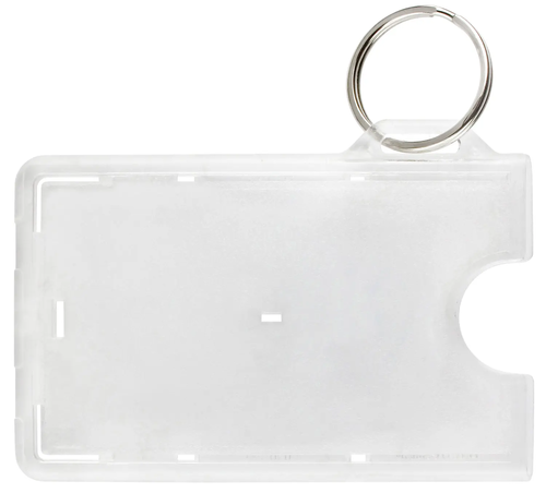 Rigid Plastic Horizontal Card Holder with Slot and Key Ring