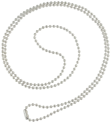 White 30" Plastic Bead Chain with Metal Connector 