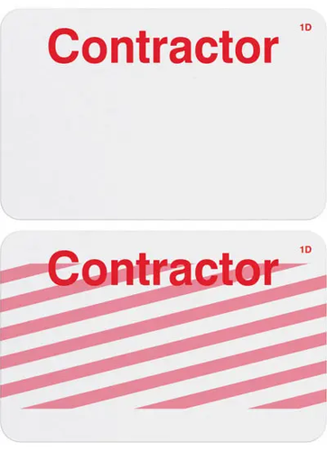 1 7/8 X 2 7/8" Manual ONEstep Adhesive Expiring TIMEbadge (1-Day ) - "CONTRACTOR"