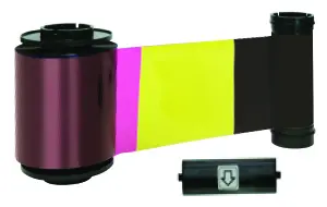 IDP SMART-70 YMCKOK Full-color, two resin black and overlay panel ribbon w/ cleaning roller - 500 cards/roll